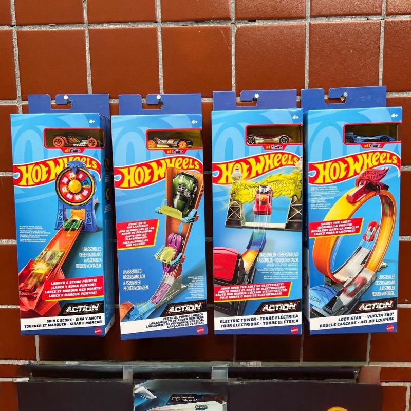 Hot Wheels Car Track Sets - ホットウィール FWM85 ダイキャストカートラックセット ランチャー付き 360度ループ 垂直パワースタント