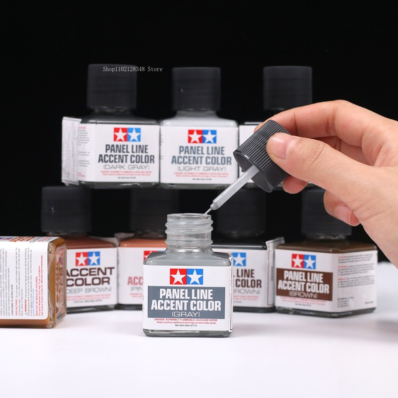 Tamiya Model Paint Set - パネルラインアクセントカラー 40 ミリリットルエナメルペイントシンナーダークグレーブラウン顔料軍事モデルカーモデル趣味 DIY タミヤ