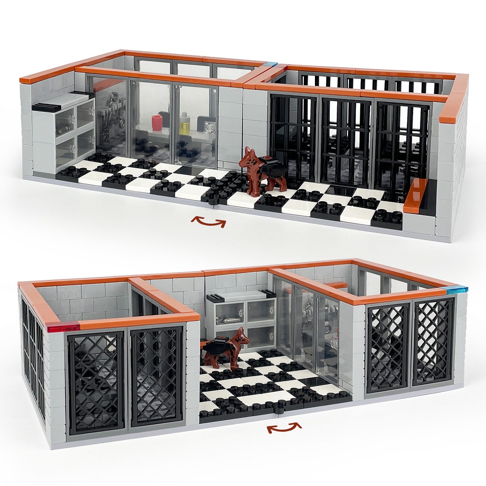 Lego Set Creator - ミニアクションフィギュアビルディングブロックセット,ビルディングブロックおもちゃ,レンガ,刑務所市警察署,質問室,302個