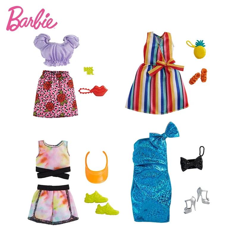 Mattel Toy Barbie - MATTEL-バービー人形の服セット,オリジナルの服,アクセサリー,財布,靴,本物のトップブランド,女の子のおもちゃ,子供,ファッション