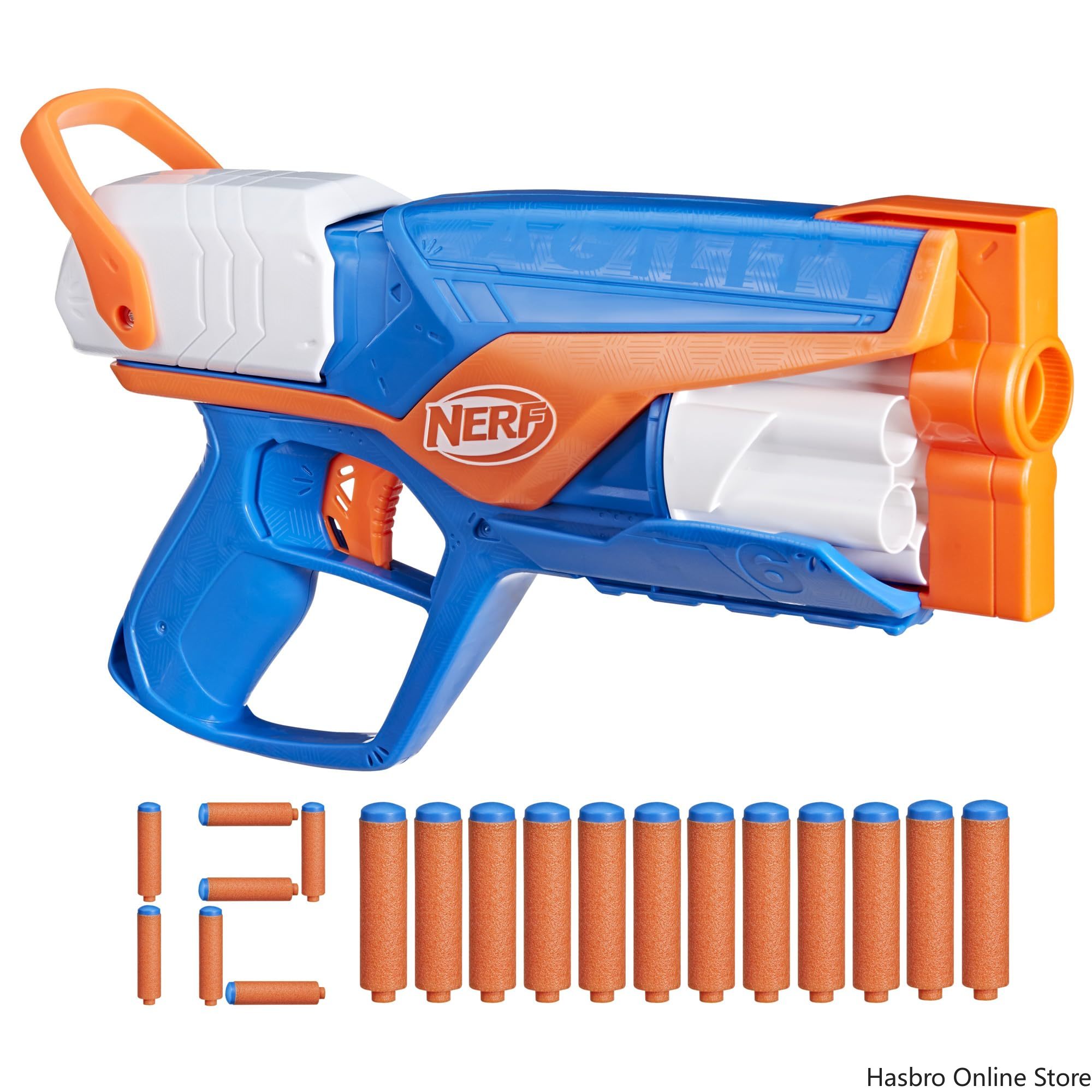 Hasbro Game Nerf - ハスブロ ナーフ Nシリーズ アジリティブラスター、12個のN1ダーツ（Nシリーズブラスターのみ対応）、6ダーツドラム、子供向け屋外ゲーム F8629