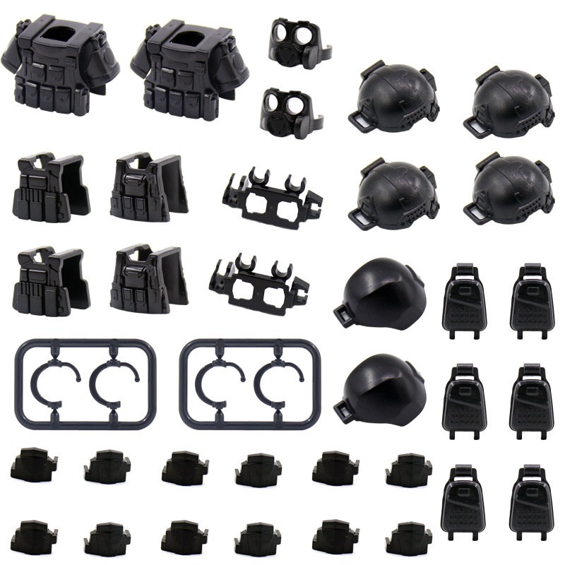 Lego Minifigure Holder - 軍事機器武器ベスト SWAT 兵士 MOC ミニアクションフィギュアアクセサリー陸軍部品ビルディングブロックレンガのおもちゃ Juguetes