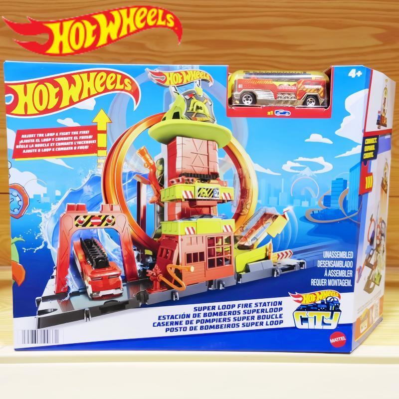 Hot Wheels Car Track Sets - 本物のホットウィール HKX41 シティ スーパー ループ 消防署トラック