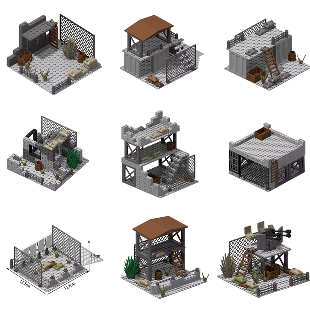 Lego Minifigure Holder - 軍事陸軍兵士第二次世界大戦軍事基地監視塔衛兵モデル組み立てビルディングブロックレンガ子供の DIY おもちゃ