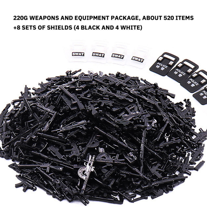Lego Minifigure Holder - 武器バッグ520個,ミリタリーアセンブリ,ビルディングブロック,兵士の置物,教育用アクセサリー,男の子の誕生日プレゼント