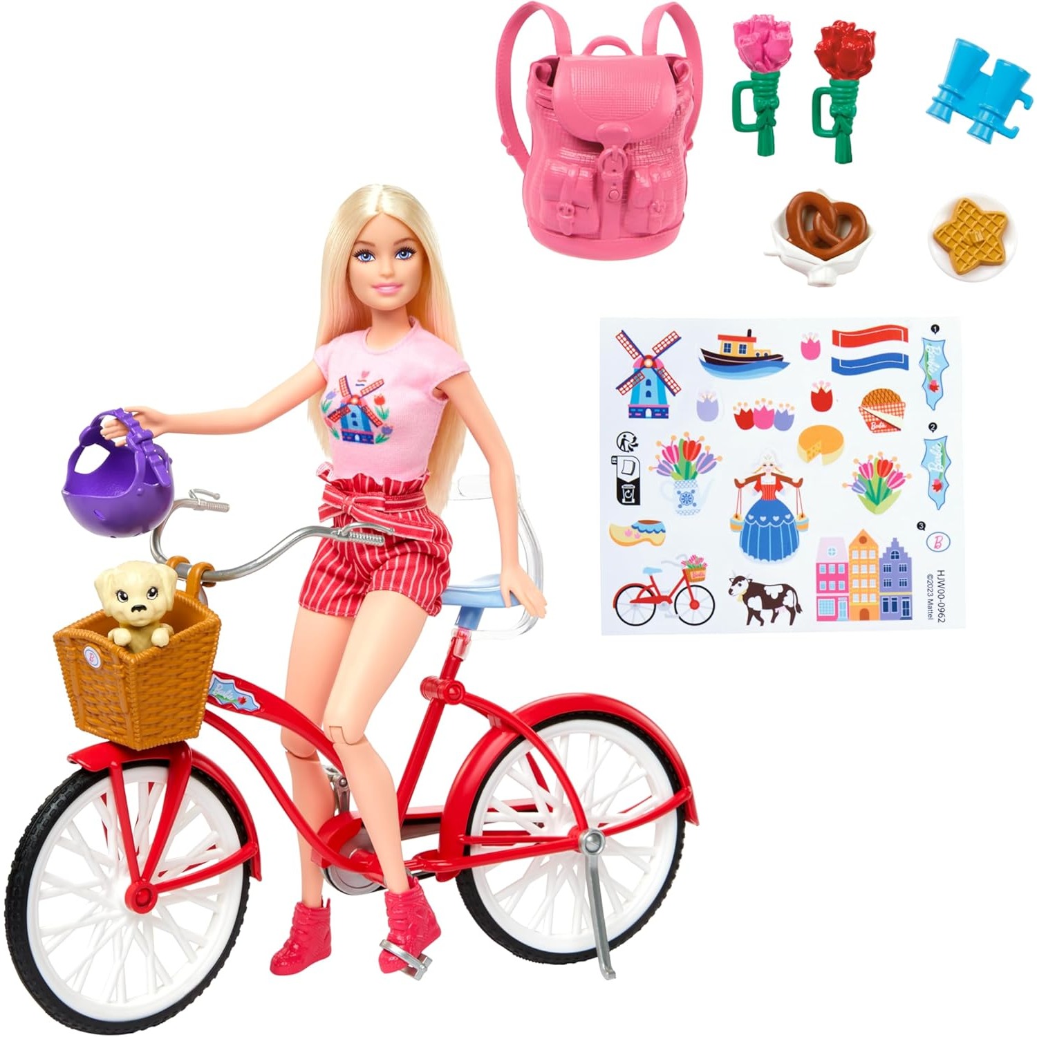 Mattel Toy Barbie - オリジナルマテルバービー人形バイクプレイセット自転車人形女の子のための本物のブランドクリスマス誕生日ギフトバービーおもちゃ子供のため