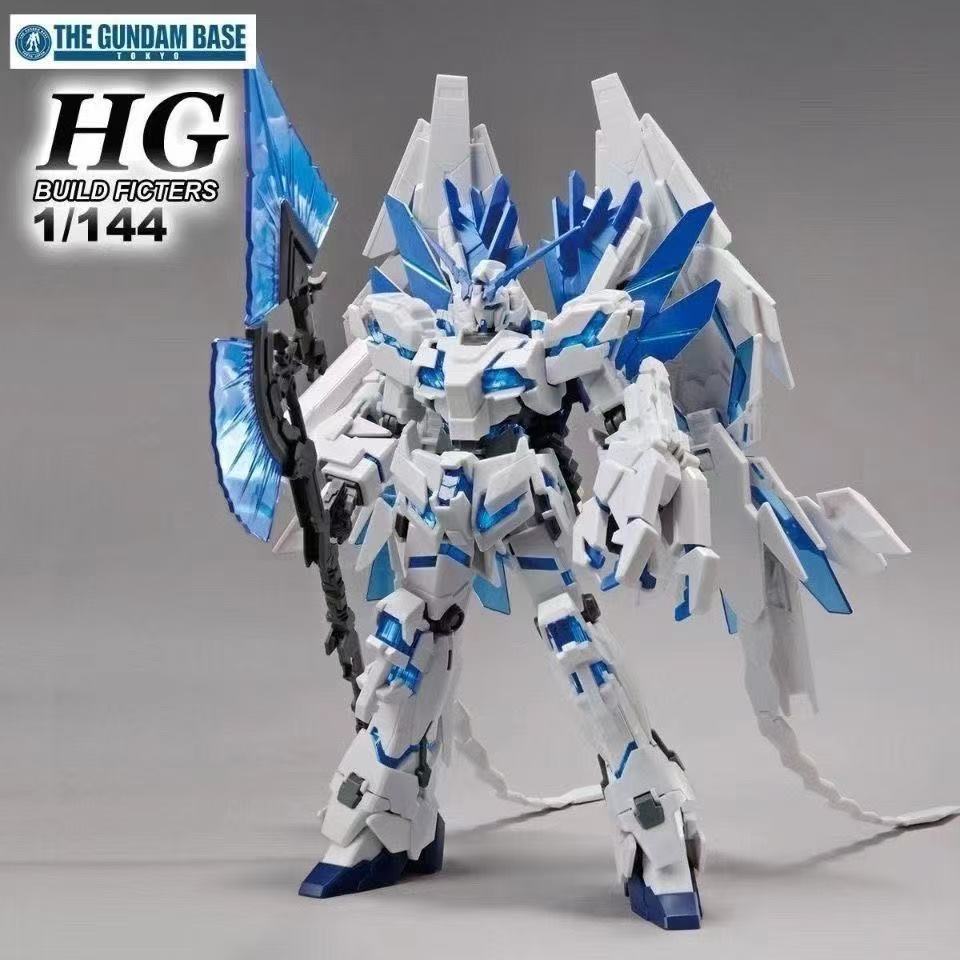 Bandai Model Gundam Hg - HG ユニコーンガンダム パーフェクトビリティガンプラモデル、ホワイトブルーフルアーマーデストロイモードモビルスーツ、大型ブレードウィングアクセサリー付き