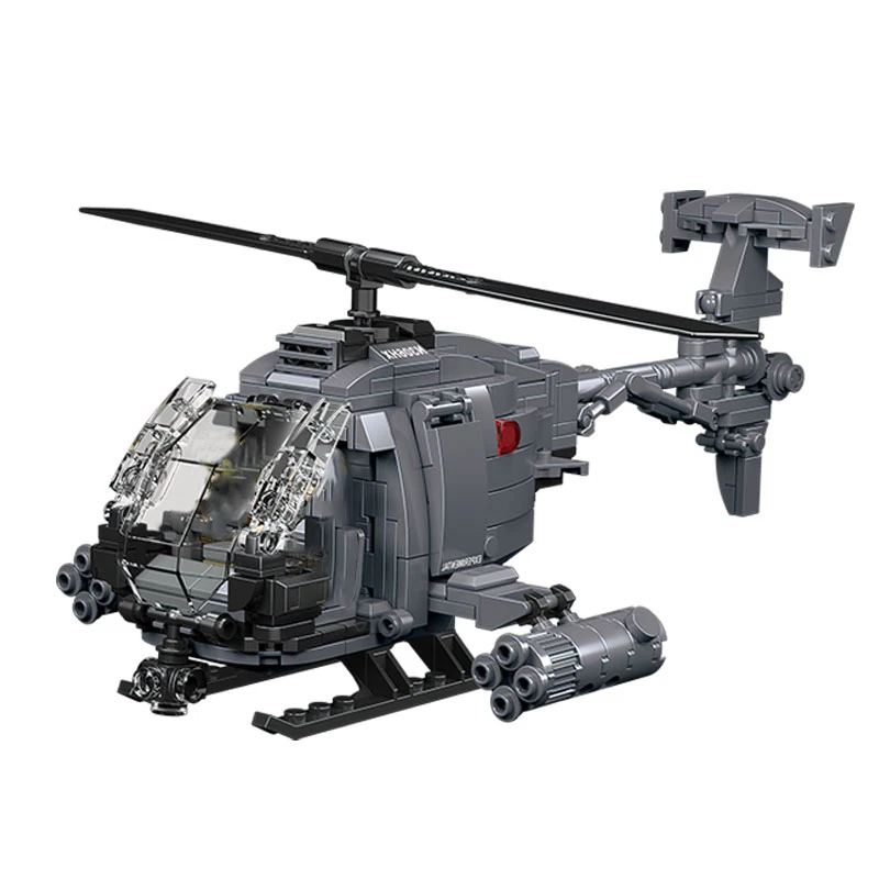 Lego Minifigure Holder - DIYミリタリーAH-6iヘリコプター戦闘機モデル航空機兵士組み立てブロックセット飛行機人形ブロック組み立ておもちゃギフト