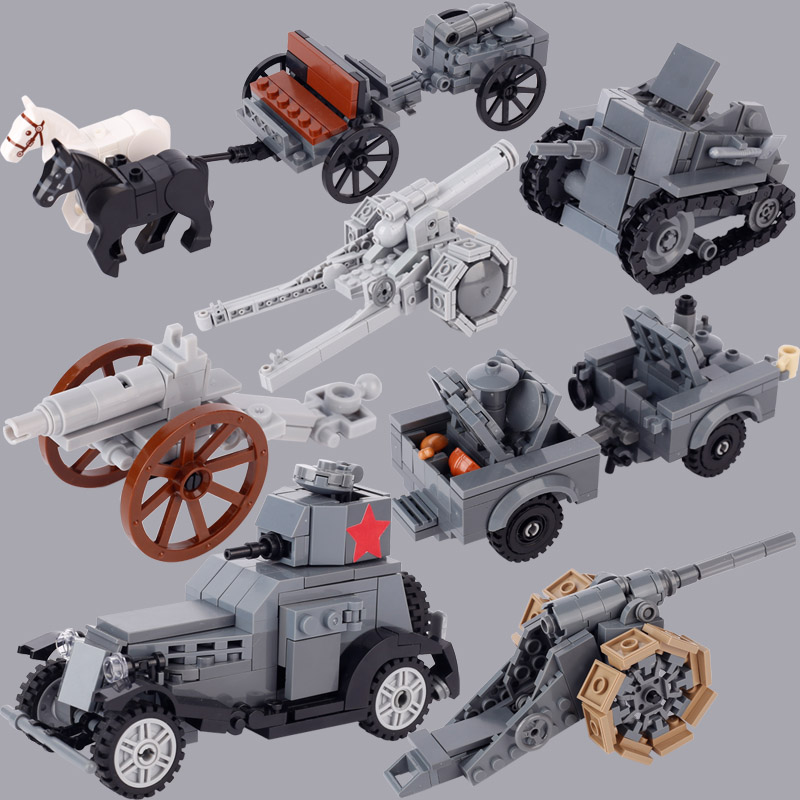 Lego Minifigure Holder - 子供のためのww1ミリタリータンク装甲車のビルディングブロック、mocモデルレンガ、装甲フィギュア、ドイツの兵士、イタリア、車、us、おもちゃ