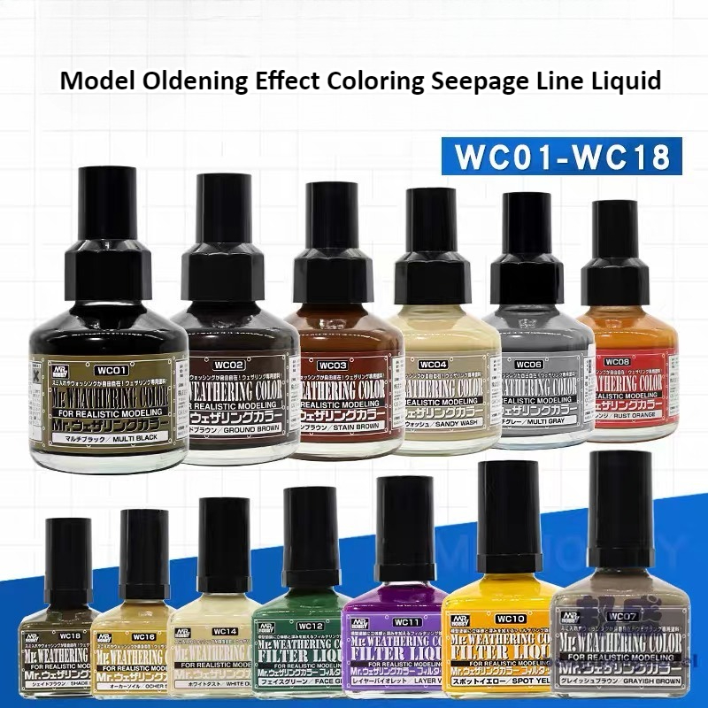 Tamiya Model Paint Set - MR.HOBBY WC01-18 モデルオールドニング効果着色浸透ライン液体 DIY 車両船舶モデル装飾ライン作成材料