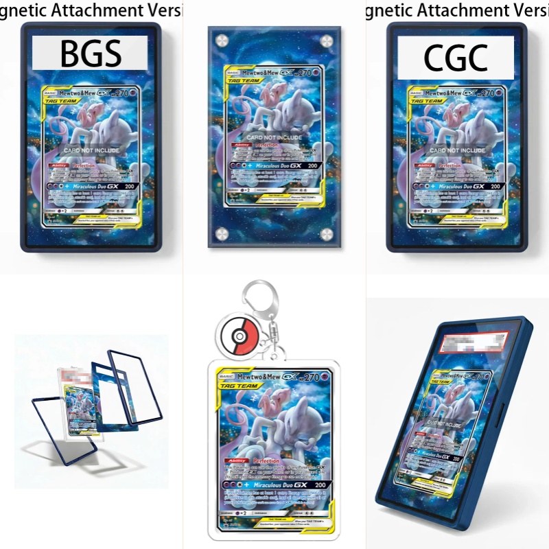 Display Case Acrylic - ポケモンTCG ミュウツー＆ミュウGX アニメ エキスパンダブルアート ファン向けギフト リサイクル可能なアクリル製保護ケース付きキーホルダー