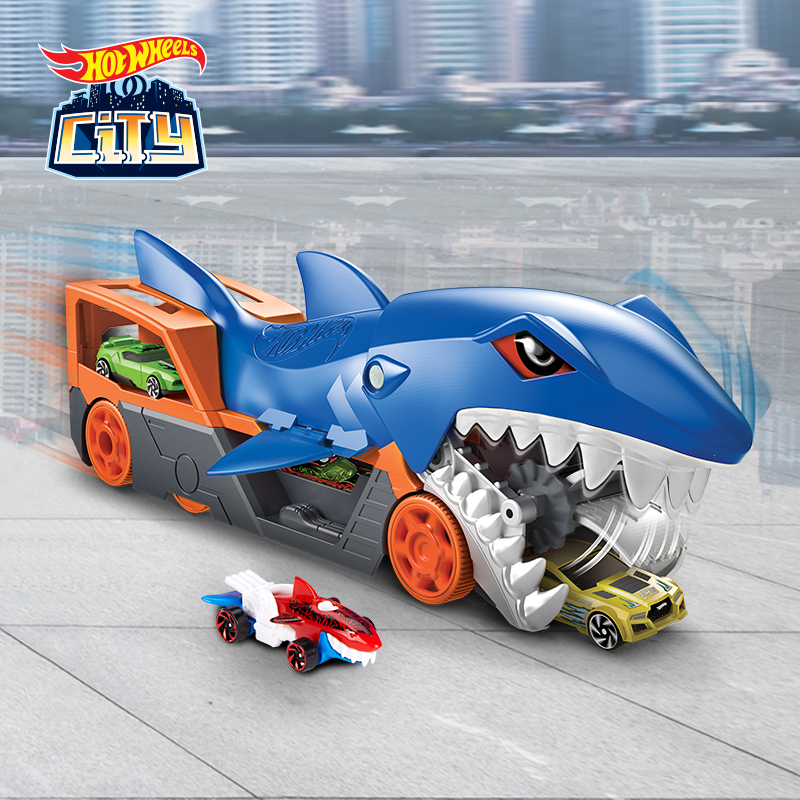 風と火の車輪都市飢餓サメ輸送車両セット子供のおもちゃの少年合 - Hot Wheels Car Track Sets のレビューと価格