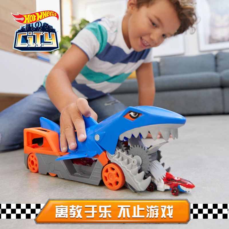 風と火の車輪都市飢餓サメ輸送車両セット子供のおもちゃの少年合 - Hot Wheels Car Track Sets のレビューと価格
