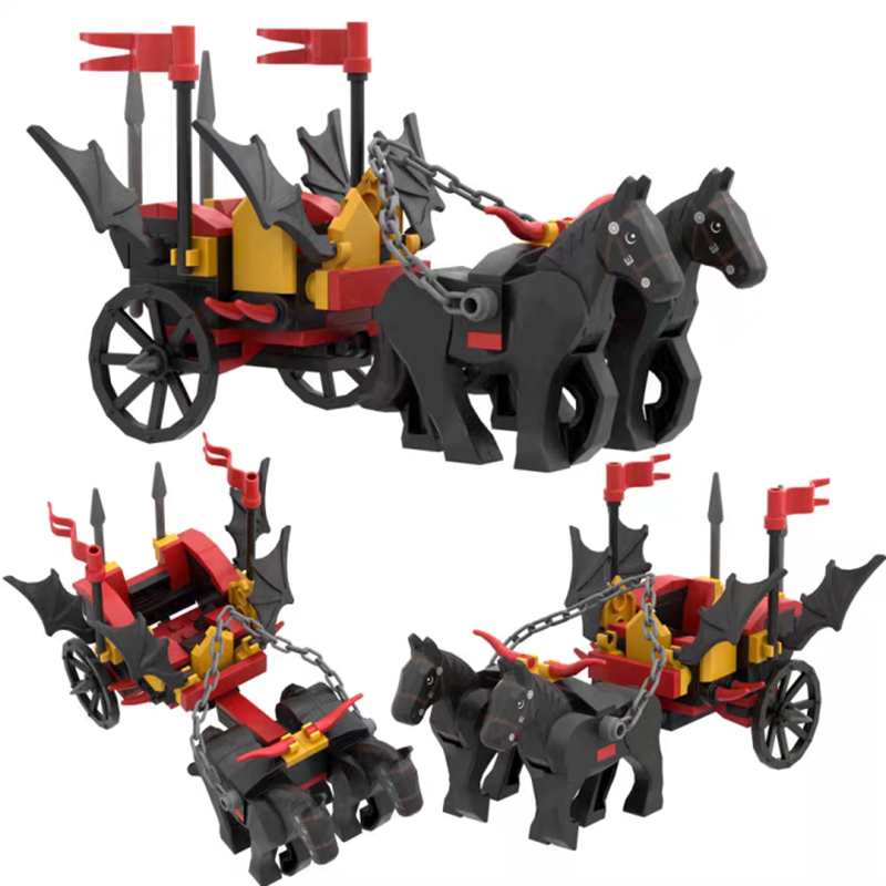 DIY 中世牛トレーラー馬車ビルディングブロック城騎士戦車兵 - Lego Minifigure Holder のレビューと価格