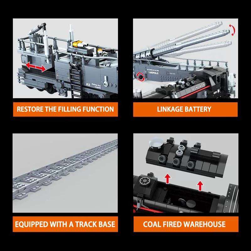 ミリタリー K5 レオポルド列車銃ビルディングブロック WW - Lego Minifigure Holder のレビューと価格
