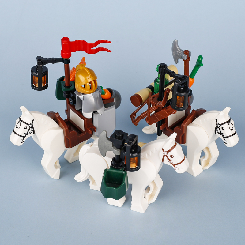 子供のための中世の城のビルディングブロック,騎士の置物,輸送 - Lego Minifigure Holder のレビューと価格