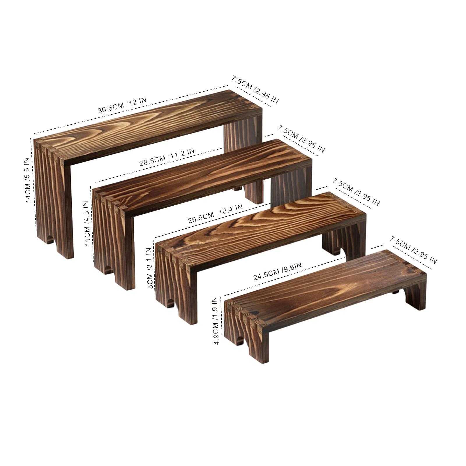 4x 木製ライザーカップケーキスタンド スタッカブルホルダー - Display Risers Set のレビューと価格