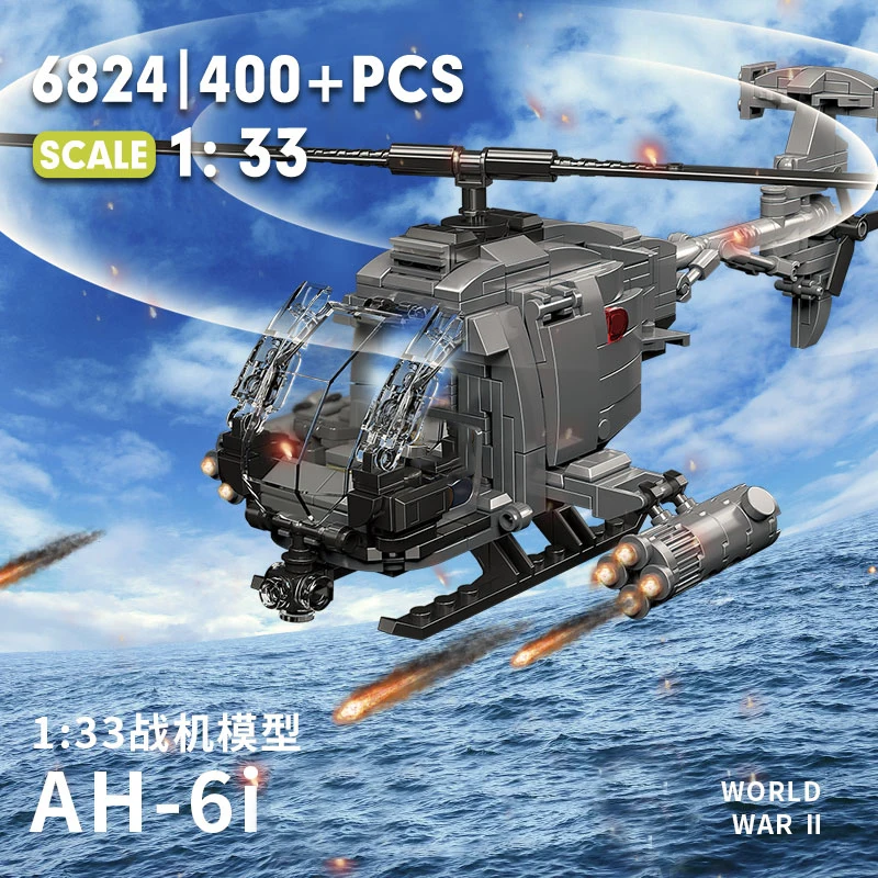 DIYミリタリーAH-6iヘリコプター戦闘機モデル航空機兵士 - Lego Minifigure Holder のレビューと価格