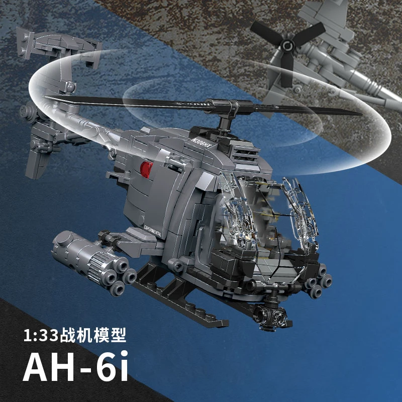 DIYミリタリーAH-6iヘリコプター戦闘機モデル航空機兵士 - Lego Minifigure Holder のレビューと価格